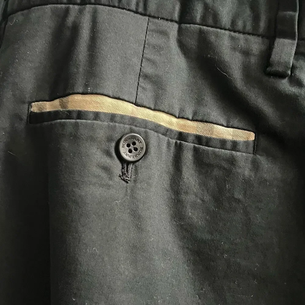 Burberry Golf Mens Black Classic Plaid pocket insert Pants Size 38